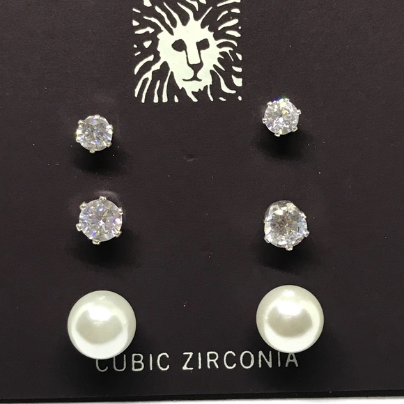 Anne Klein 3-set Crystal & Pearl Earrings [JW-35] - Picture 2 of 3